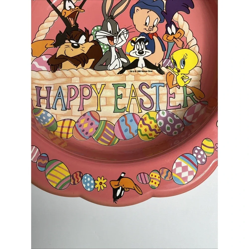 Vintage 1996 Looney Tunes Warner Brothers Happy Easter Plastic Candy Bowl Dish
